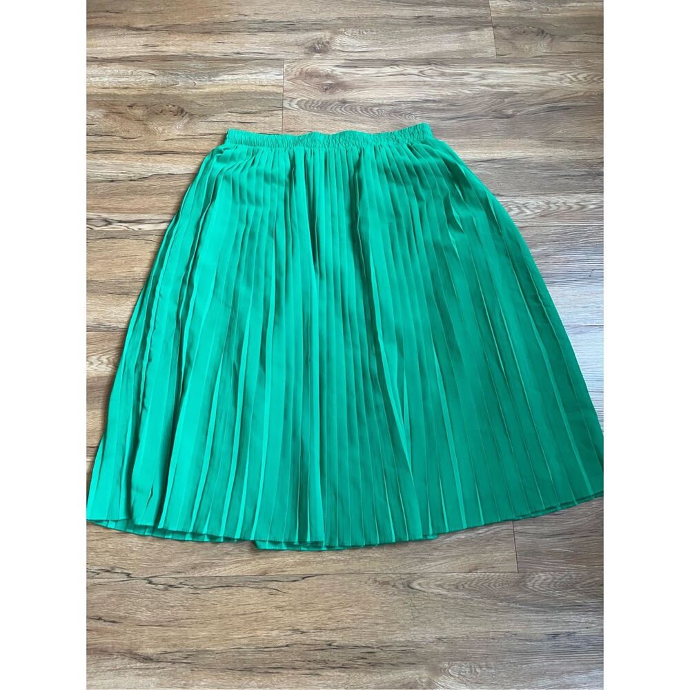 Roz & Ali Small Midi Green Lined Elastic Waist Skirt Spring Plant Girl NEW